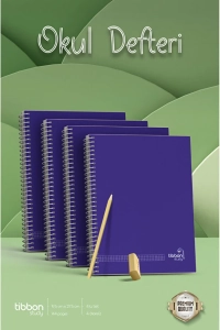 Study Okul Defteri Spiralli 4'lü Set Kareli - Büyük Boy(Lacivert)